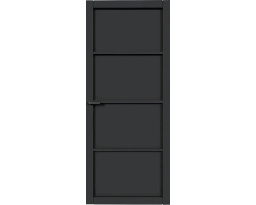 PERTURA Binnendeur industrieel zwart 1006 opdek links 83x201,5 cm Grijze deur met drie panelen en deurkruk