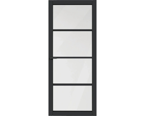 Glazen deur met handgreep en vier glazen panelen