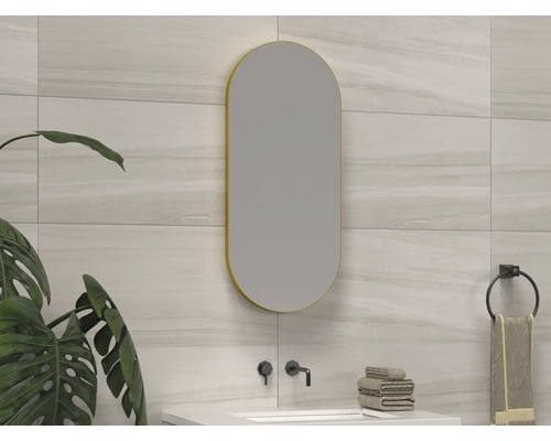 SANOX Badkamerspiegel Ovaal 40x90 cm koper Moderne badkamer met ovale spiegel en wandkraan