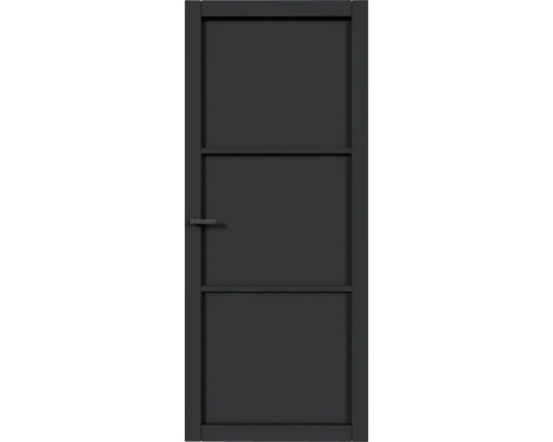 PERTURA Binnendeur industrieel zwart 1001 stomp 93x211,5 cm Grijze tuinpoort met horizontale sierelementen en handgreep