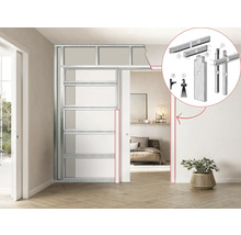 Installatiesituatie van een schuifdeur voor een wand met constructiedetails