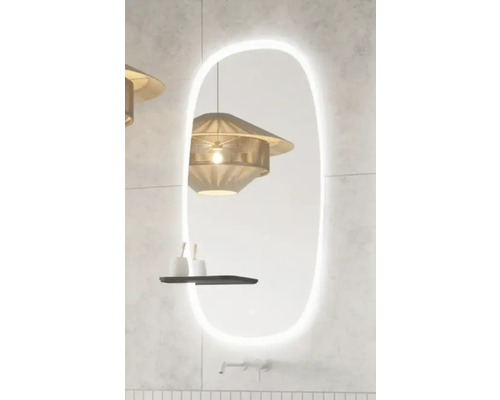 SANOX Badkamerspiegel met verlichting Duke 60x110 cm Verlichte, ovale spiegel in de badkamer met lamp en plank