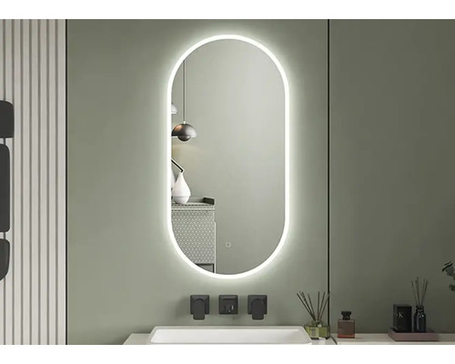 SANOX Badkamerspiegel met verlichting Free 40x90 cm Moderne badkamer met ovale spiegel en verlichting