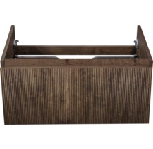 Wastafelonderkast met geribbelde houten voorkant