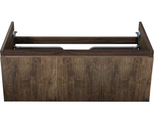 Wastafelonderkast met houten structuur voor de badkamer