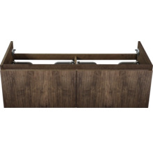 Wastafelonderkast met twee deuren en geribbeld houten uiterlijk