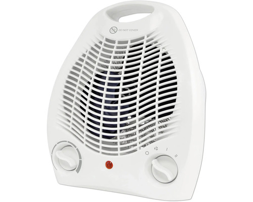 Witte ventilatorkachel met beschermrooster en draaiknop