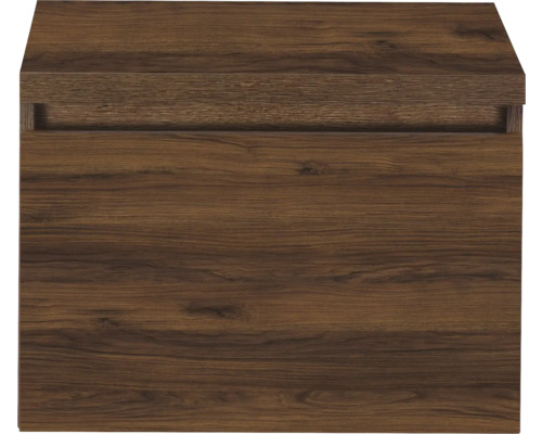 Houtkleurige wastafelonderkast met lade