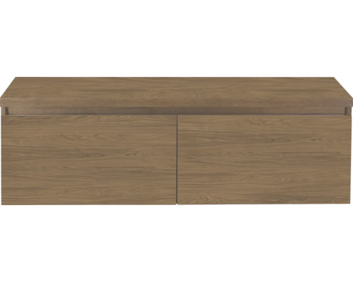 Houtkleurige wastafelonderkast met twee lades