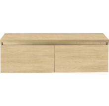 Houtkleurige hangkast met twee deuren.