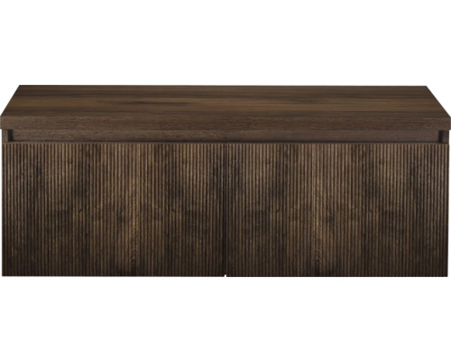 Houten wastafelonderkast met geribbelde voorkant