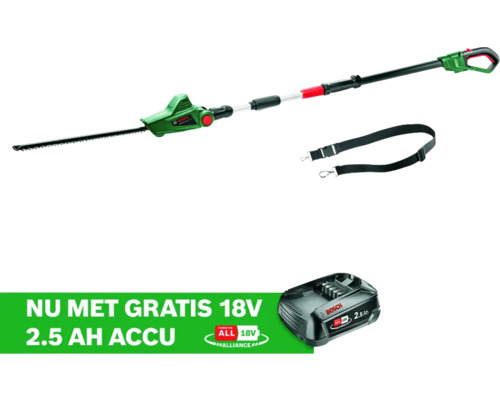 Bosch snoeizaag met accu, draagriem en Bosch logo