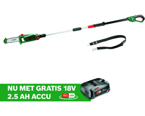 BOSCH Accu hoogsnoeier UniversalChain Pole excl. 18 V Li accu en lader **GRATIS 18 of 36 V ACCU BOSCH** Accu snoeizaag met draagriem en accu