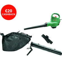 Bosch bladzuiger met opvangzak, blaasbuis en draagriem. Speciale aanbieding: 20 euro cashback.