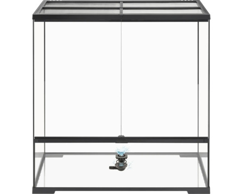 Glazen terrarium met waterfontein
