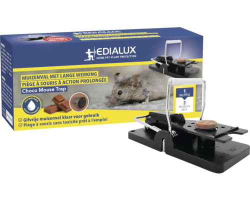 EDIALUX Choco Muizenval Edialux Choco muizenval met lokaas en verpakking