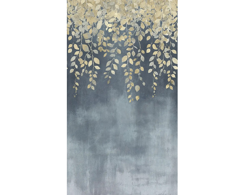 A.S. CRÉATION Fotobehang vlies 79144-2 bladeren bloemen blauw crème geel 159x280 cm Decoratief behang met bladerpatroon voor interieurs