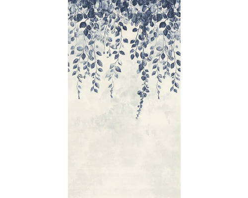 A.S. CRÉATION Fotobehang vlies 79144-5 bladeren bloemen blauw crème wit 159x280 cm Behang met bladerenmotief