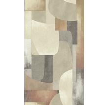 Behang met abstract vormenpatroon in beige en bruin