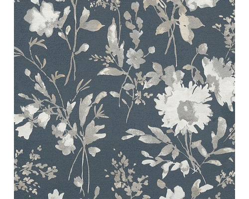A.S. CRÉATION Vliesbehang 79061-5 COSMO Living bloemen structuur blauw zilver wit grijs beige Bloembehang met bloemmotief
