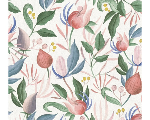 A.S. CRÉATION Vliesbehang 79062-5 COSMO Living bloemen structuur wit groen roze Bloembehang met bloemmotief