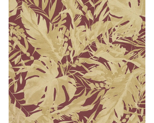 A.S. CRÉATION Vliesbehang 79063-5 COSMO Living bladeren structuur rood goud Behang met bladerpatroon