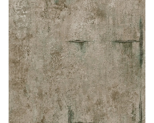 Behang met betonlook en touwelementen Behang met betonlook en touwelementen