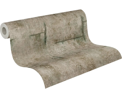 Rol behang met betonlook en touw elementen