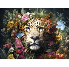 Portret van een luipaard met bloemen