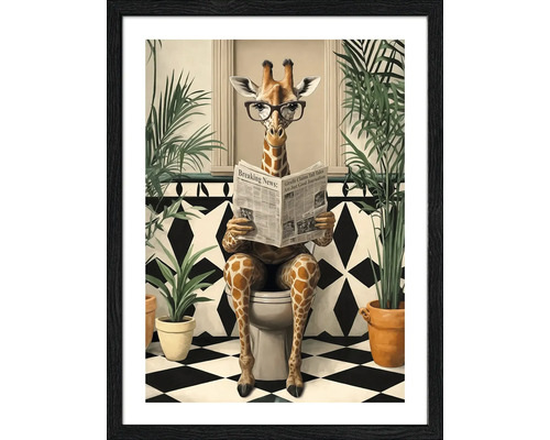 ★再値下げ★Gunnar Nylund Giraffe  PURE LIVING Schilderij met lijst Grappige giraffe 33x43 cm kopen