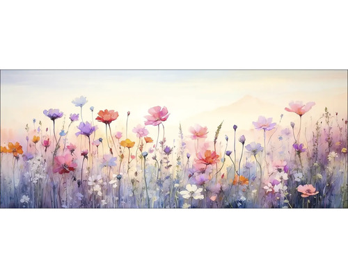 Schilderij van een bloemenweide met verschillende bloemen