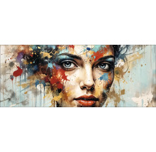 Schilderij van een vrouw met verfspatten