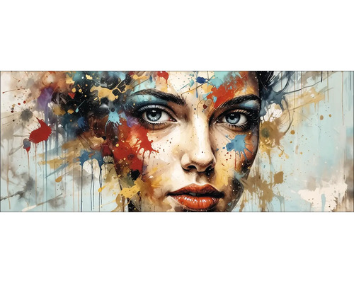 Schilderij van een vrouw met verfspatten