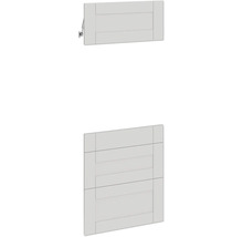 Twee witte meubeldeuren met lamellenstructuur