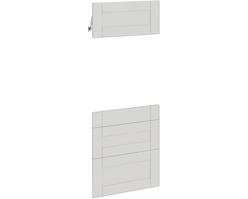 PICCANTE SMART Kastfront "AM" country grey voor hoogkastelement met oven "23, 37 of 42" Twee witte meubeldeuren met lamellenstructuur