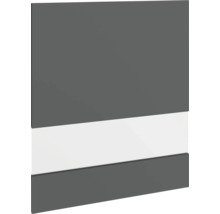 Grijs meubelfront met witte accentstrip