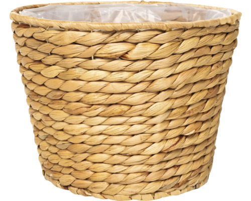 Plantenmand natuurlijke vezel bruin Ø 15 cm H 12 cm Bloempot van gevlochten natuurvezels met kunststof inzet