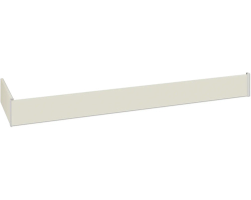 Een zijpaneel voor een legplank voor stabilisatie en als zijdelingse afsluiting van een plank.