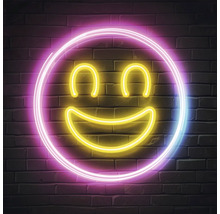 Neonlicht in de vorm van een lachend gezicht