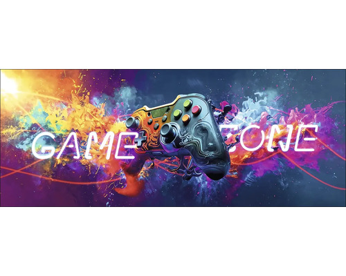 Afbeelding van een gamepad met de tekst Gamezone