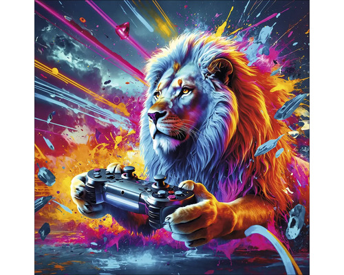 Illustratie van een leeuw met een gamecontroller