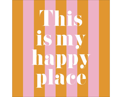 Decoratieve wanddecoratie met de tekst 'This is my happy place' op een gestreepte achtergrond