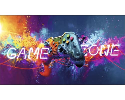 Afbeelding van een gamezone met twee gamecontrollers