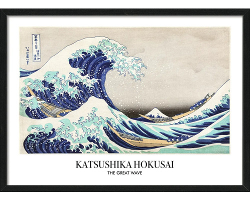 Ingelijste muurdecoratie met het motief De grote golf van Katsushika Hokusai