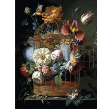 Decoratieve vogelkooi illustratie met bloemen en vogels