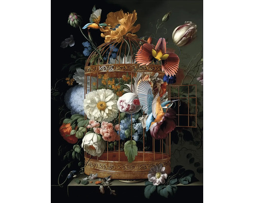 Decoratieve vogelkooi illustratie met bloemen en vogels