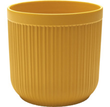 Gele bloempot met geribbeld oppervlak