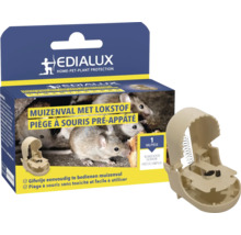 Edialux muizenval met lokaas in doos en een open muizenval