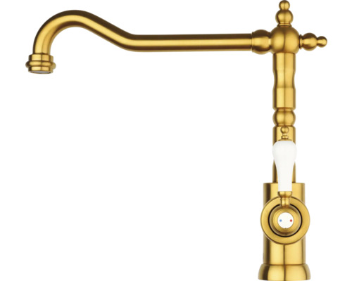 KEO Keukenkraan Vesi mat goud Gouden keukenkraan met witte handgreep