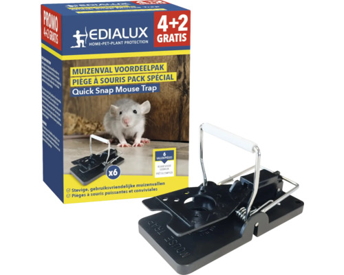 EDIALUX Quick Snap Muizenval Promo 4 + 2 st Edialux muizenval voordeelpak met een Quick-Snap muizenval